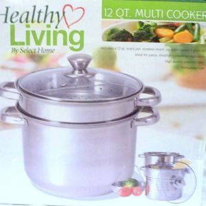12 Qt Stock Pot with Steamer Insert and Colander t
